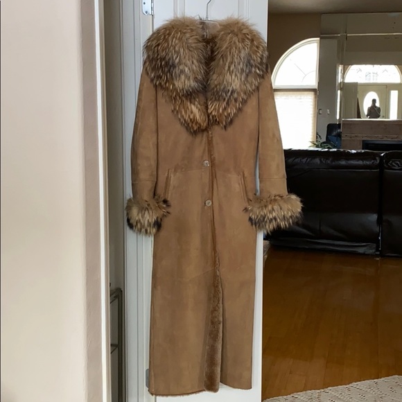Full length shearling coat